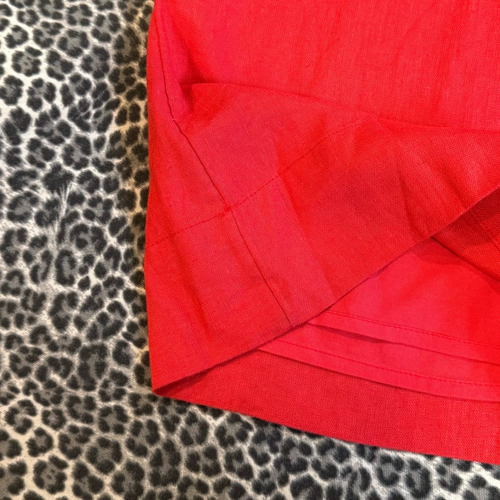 Abercrombie & Fitch Red Linen Blend Wide-Leg High Rise Pants, Small - Picture 7 of 8